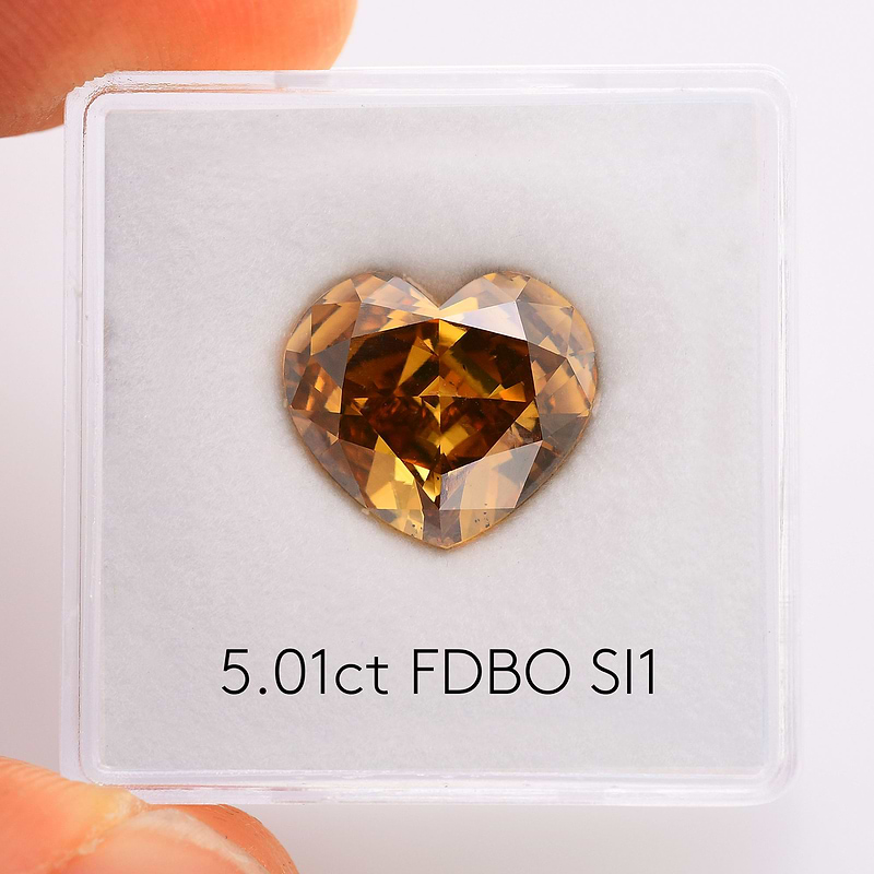 Carat Fancy Deep Brown Orange Diamond Heart Shape Si Clarity