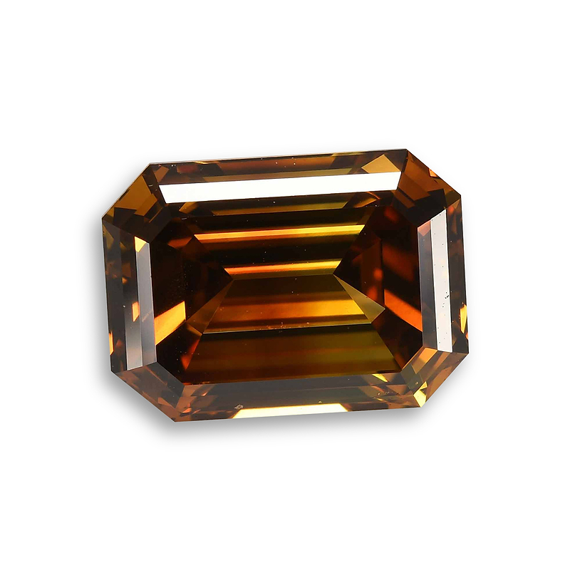 1 72 Carat Fancy Deep Orange Brown Diamond Emerald Shape VS2 Clarity