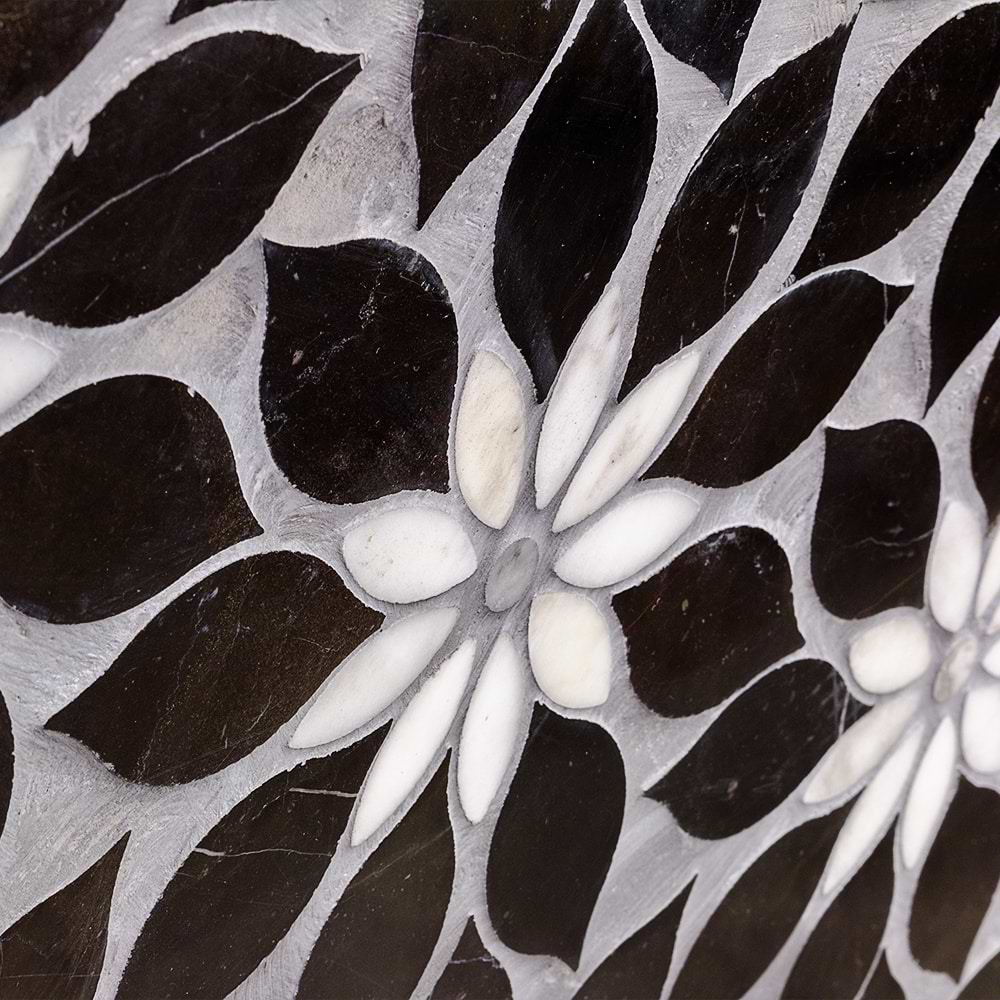 Sample Wildflower Calacatta And Black Jade Horizon Marble Polished Tile