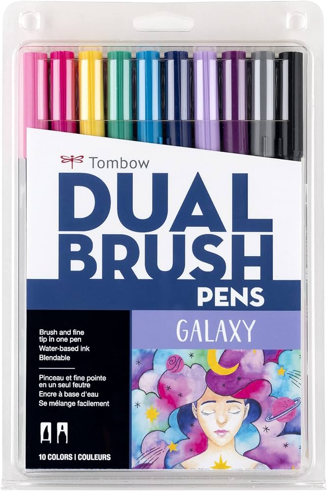 Dual Brush Pen Art Markers, GALAXY, 10-Pack