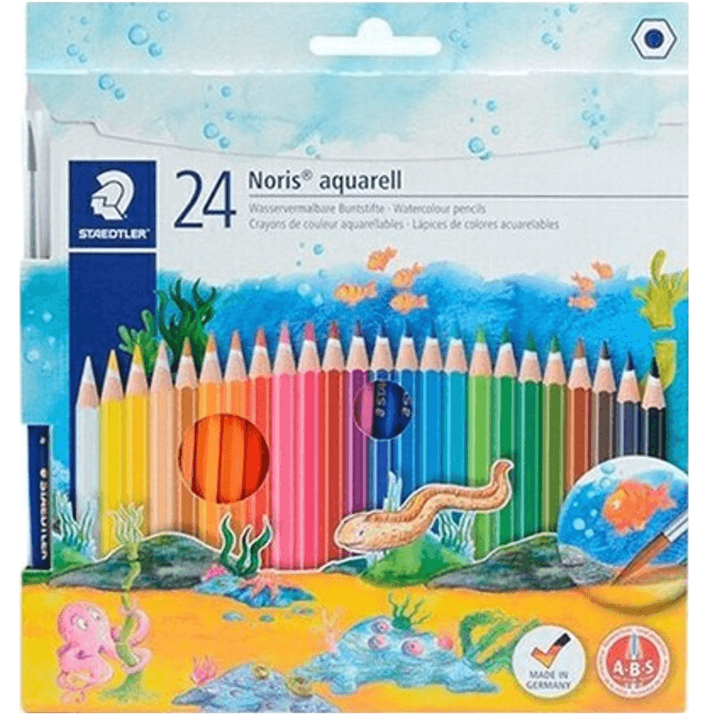 סט 24 עפרונות אקוורל צבעוניים בקופסת קרטון סטדלר