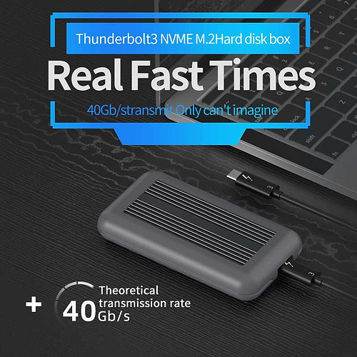מארז חיצוני לכונני NVME PCIE SSD M.2 בממשק TB3 Thunderbolt 3 במהירות מקסימלית 40GBPS