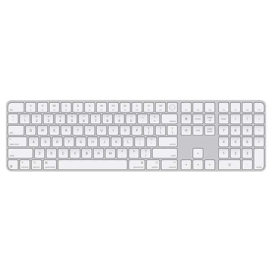 מקלדת Apple Magic Keyboard with Touch ID and Numeric Keypad for Mac models with Apple silicon - White Keys MXK73HB