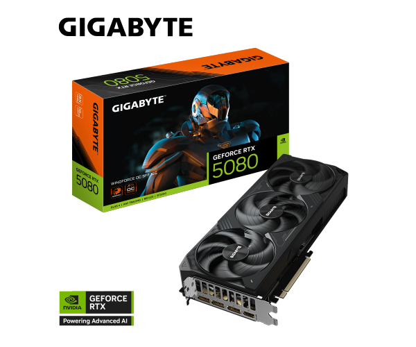 כרטיס מסך Gigabyte GeForce RTX 5080 WindForce OC SFF 16G GV-N5080WF3OC-16GD