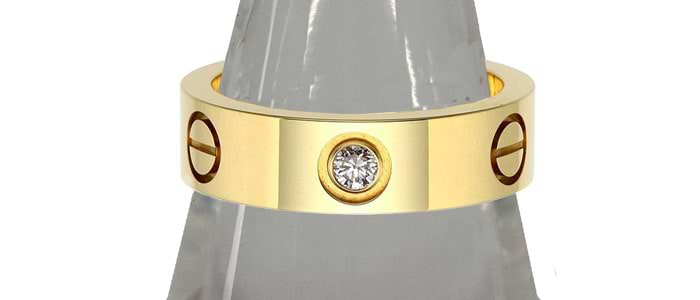 カルティエ ラブ ウェディング リング ダイヤモンド1個 K18PG 偏平  