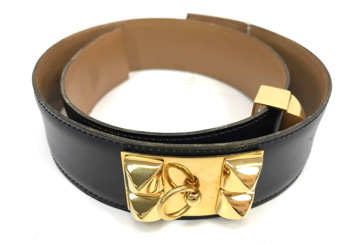 エルメス コリエドシアン ブレスレット バングル 黒 ブラック ゴールド