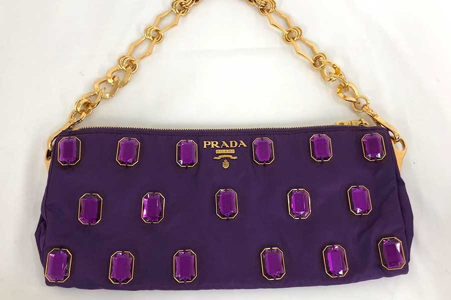 PRADA  ナイロンハンドバッグ　パープル　ゴールド金具　