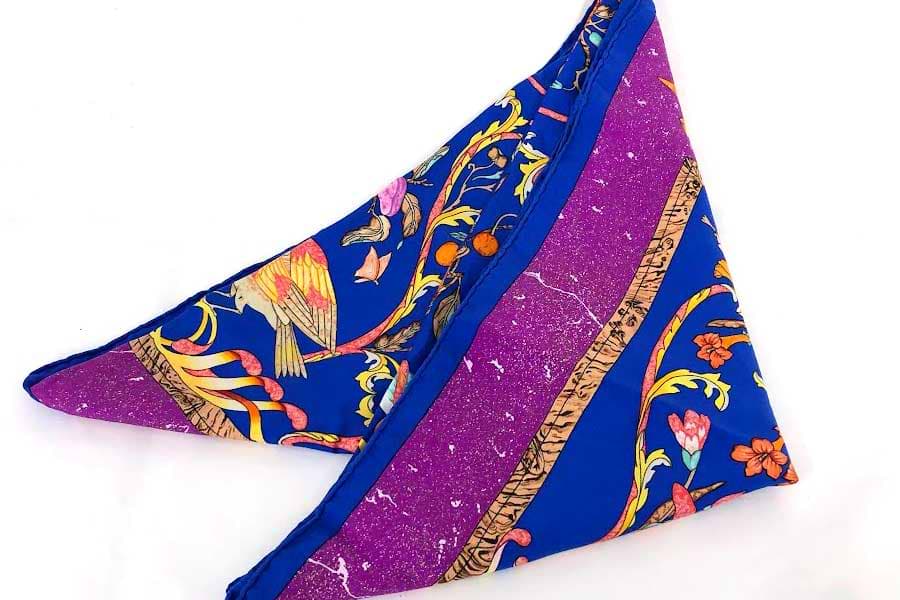 エルメス カレ90 ブルー花柄