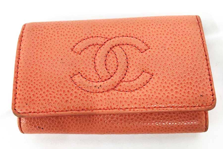 シャネル キャビア キーケース ピンク