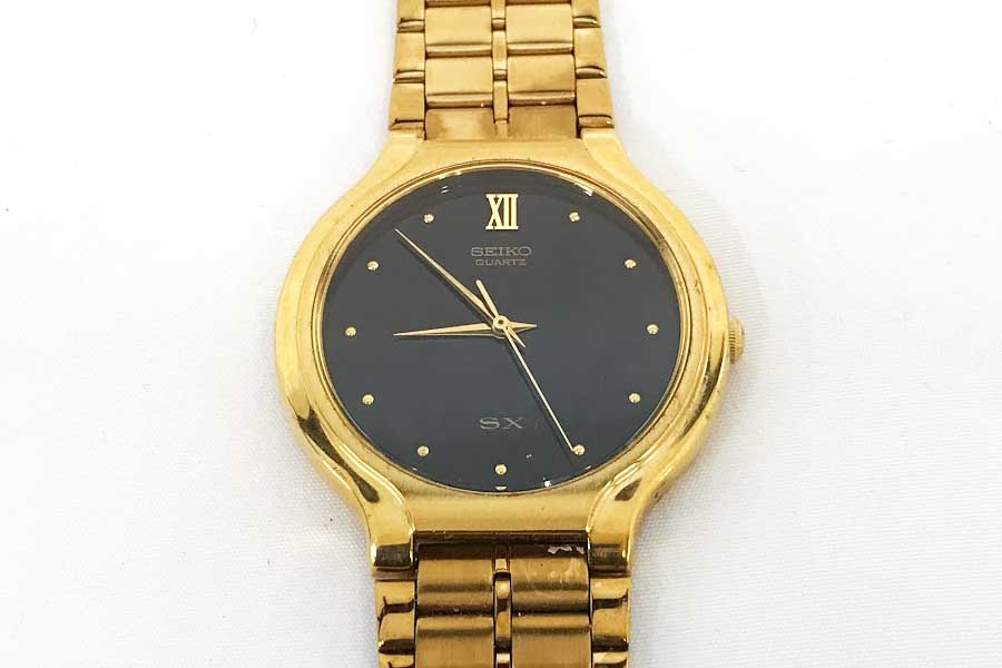 Vintage Seiko SX Quartz Watch V701-6K00 Men Gold Tone Black
