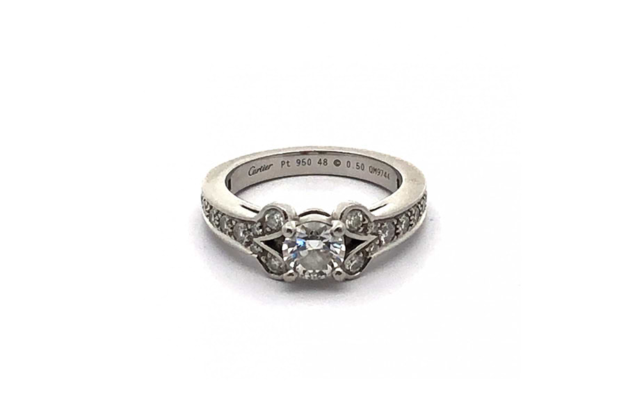 カルティエ バレリーナソリテール リング #48 Pt950 ダイヤ 0.50ct の 