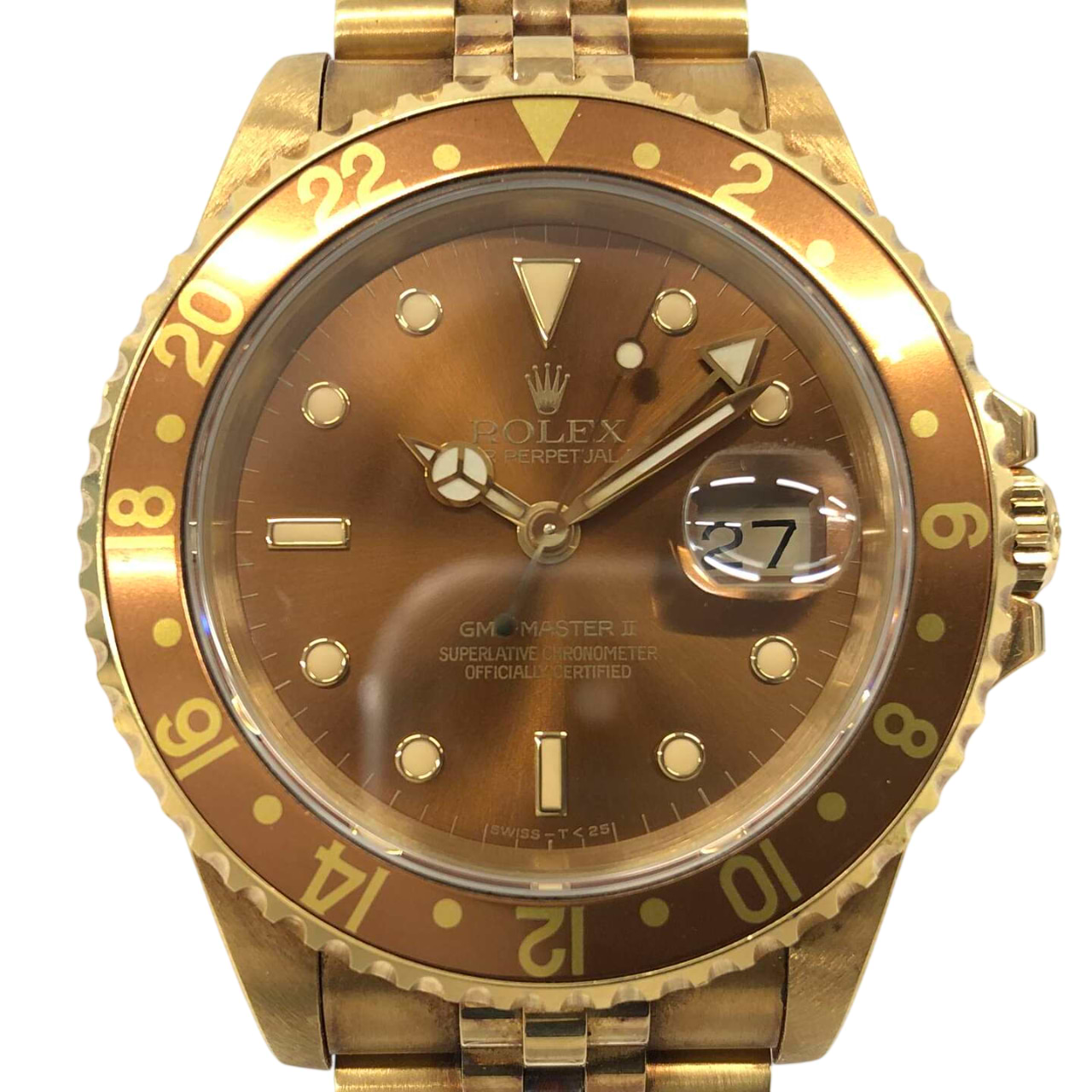 ロレックスGMTマスターⅡ 16718 自動巻き 750YG×750YG シャンパン