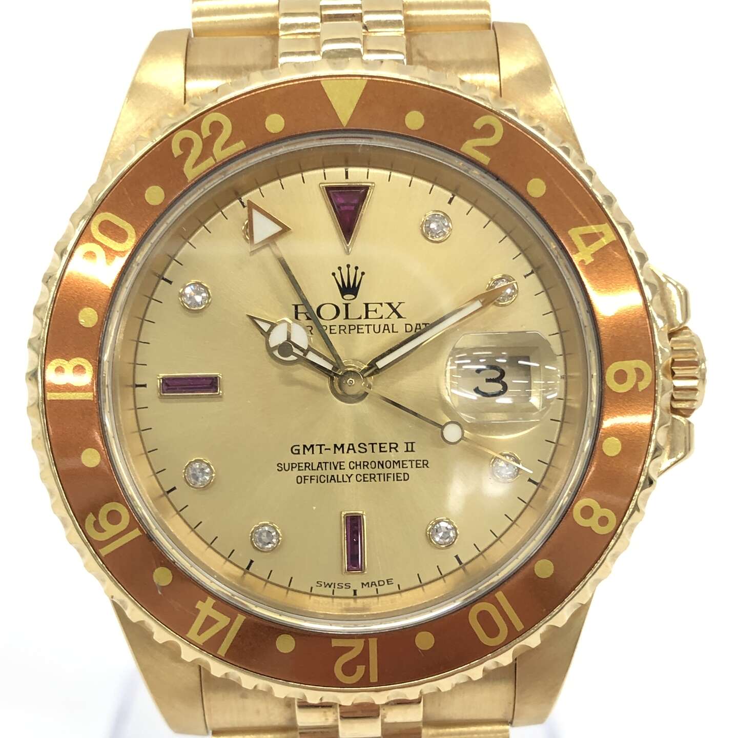 ロレックスGMTマスターⅡ 16718RG 自動巻き 750YG×750YG シャンパン