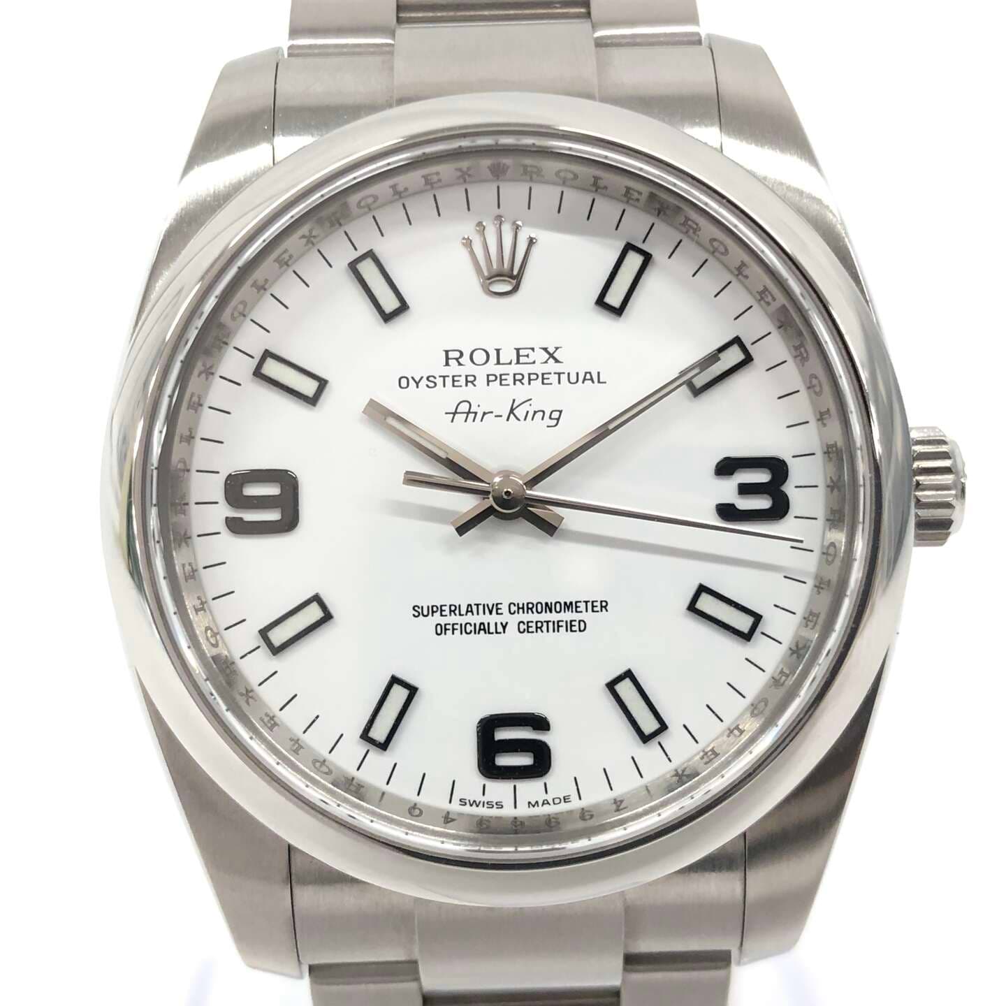 ロレックスエアキング 114200 自動巻き SS×SS ホワイト