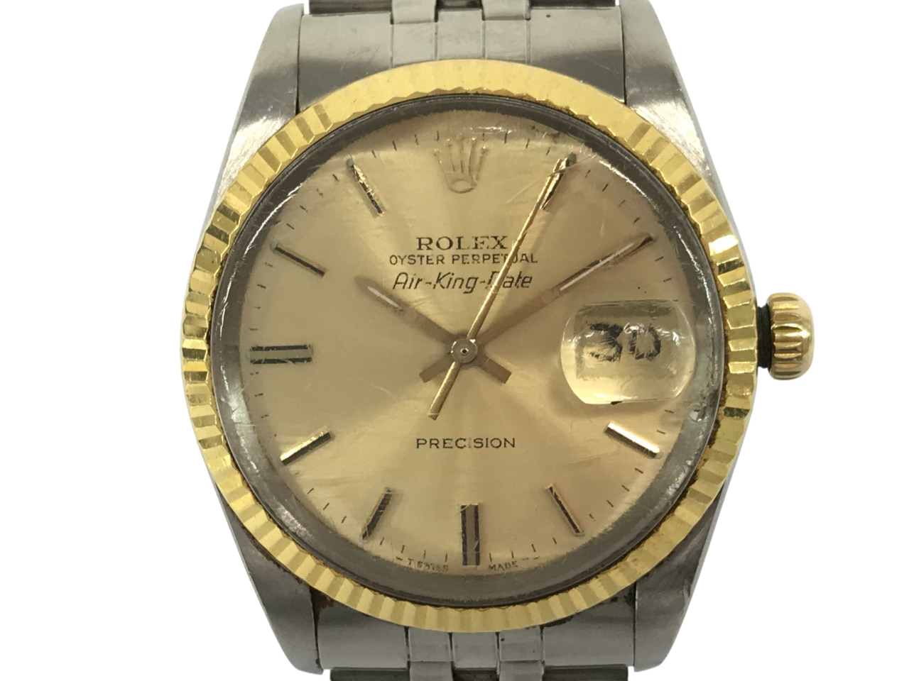 ロレックスエアキングデイト5701 自動巻き SS/YG×SS シャンパン 