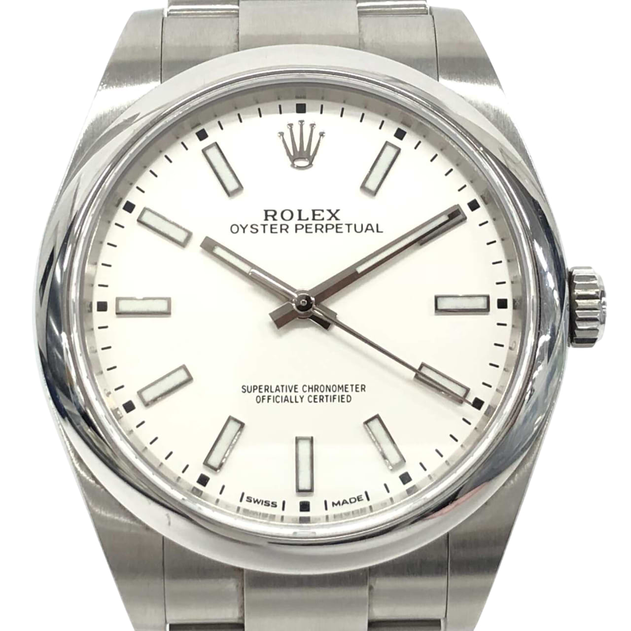 ロレックスオイスターパーペチュアル 114300 自動巻き SS×SS ホワイト