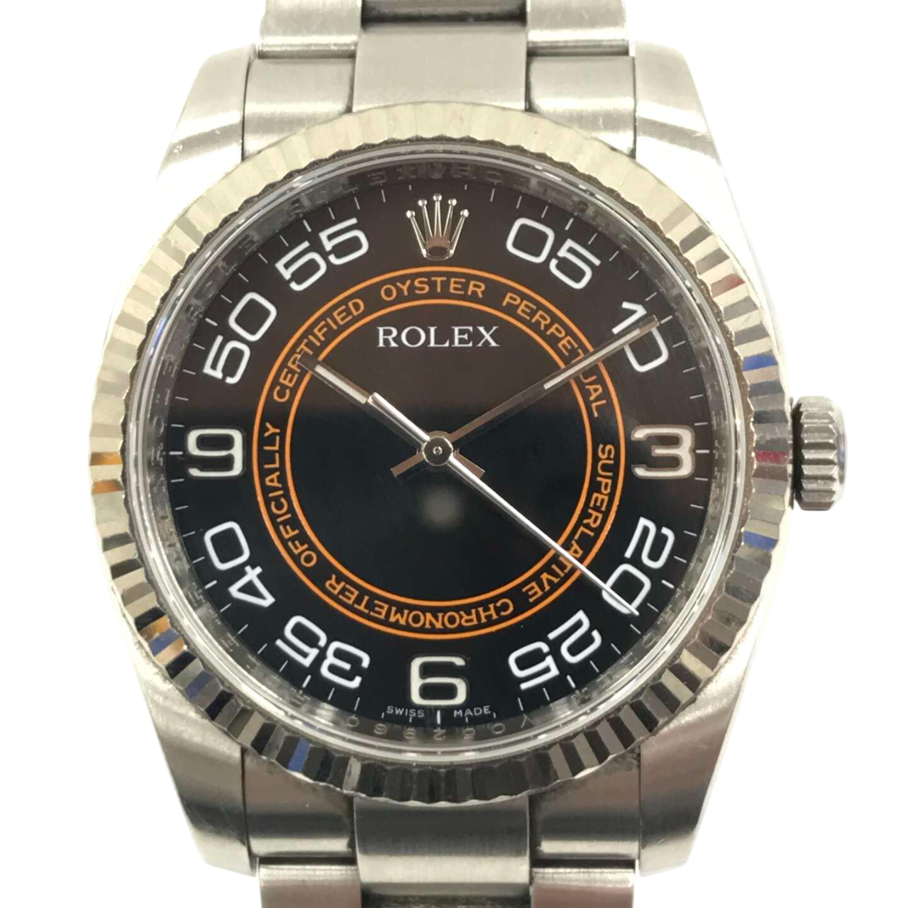 ロレックスオイスターパーペチュアル 116034 自動巻き SS/WG×SS/WG ブラックコンセントリック アラビア