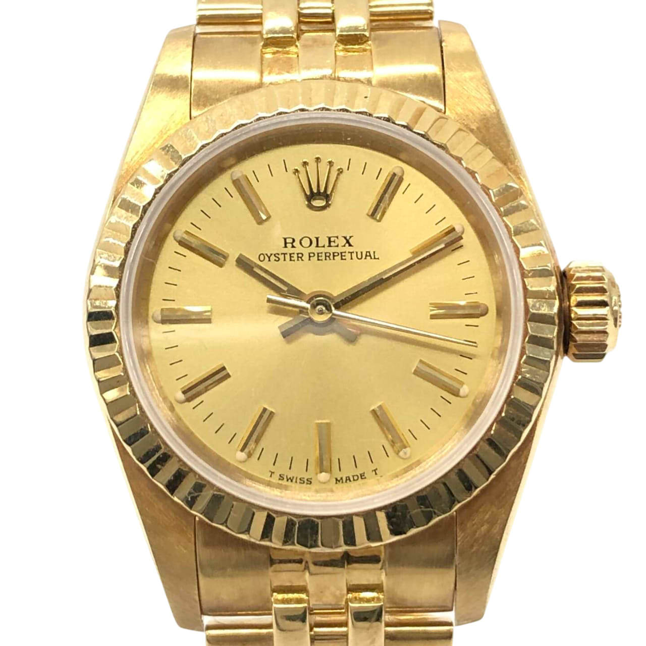 ロレックス オイスターパーペチュアル 67198 自動巻き 750YG×750YG シャンパン