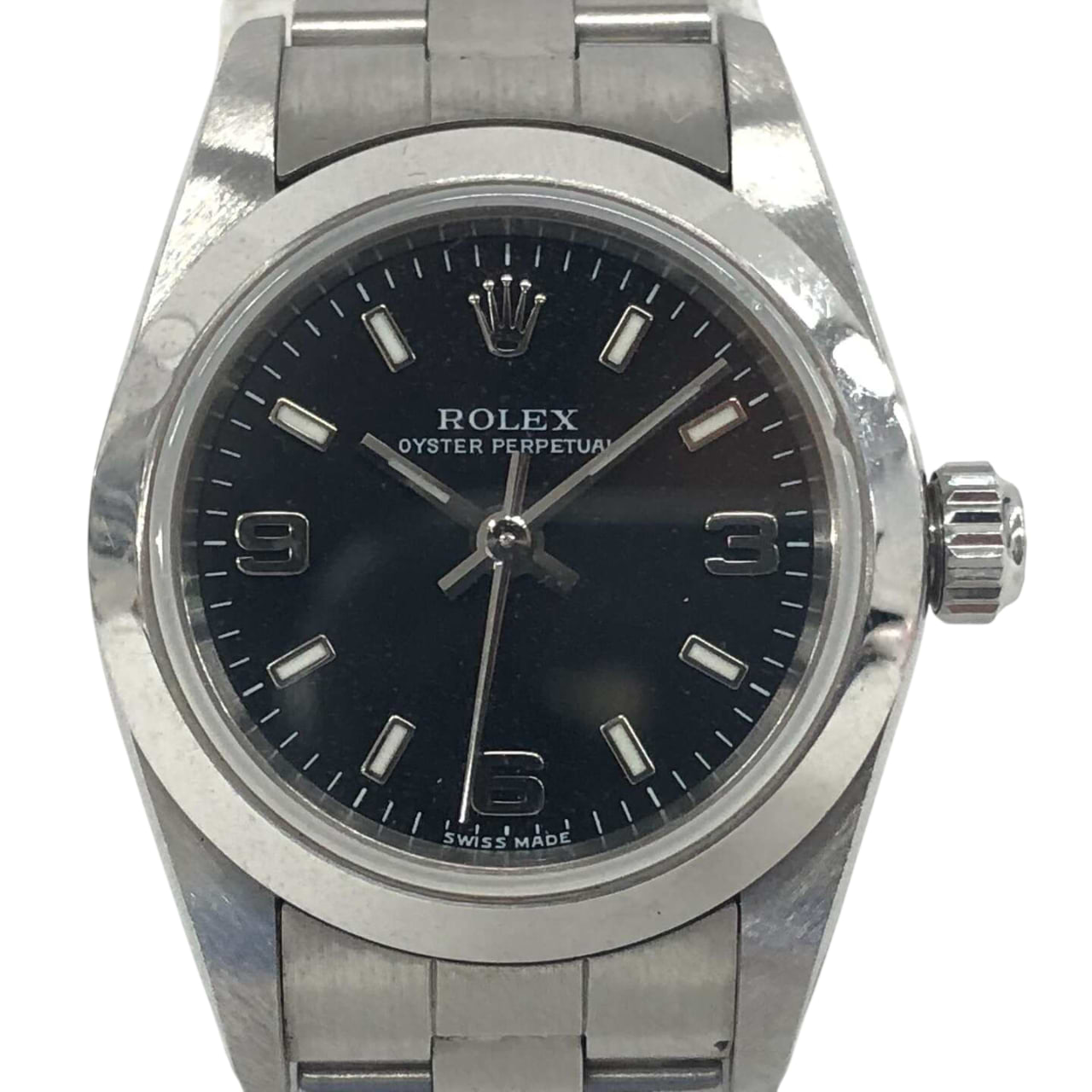 ロレックスオイスターパーペチュアル 76080 自動巻き SS×SS ブラック