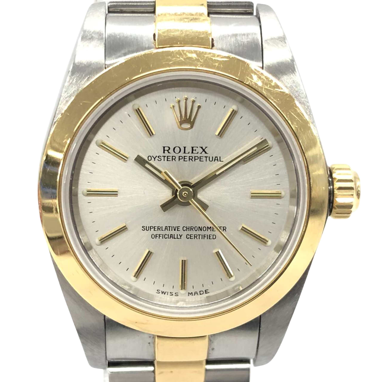 ロレックスオイスターパーペチュアル 76183 自動巻き SS/YG×SS/YG シルバー