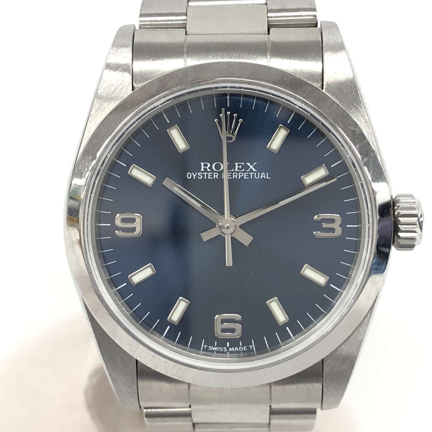 ロレックスオイスターパーペチュアル レディース 77080 自動巻き SS×SS ブルー