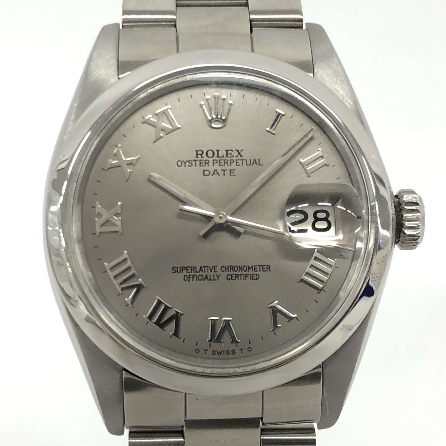 ロレックスオイスターパーペチュアルデイト 1500 自動巻き SS×SS グレーローマン