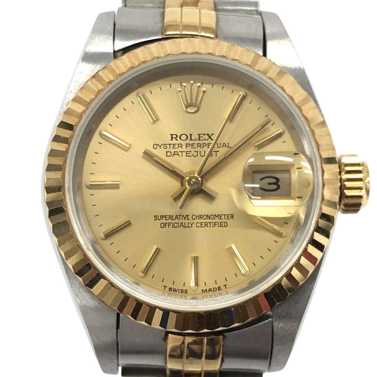 ロレックスオイスターパーペチュアルデイト 69173 自動巻き SS/YG×SS/YG シャンパン