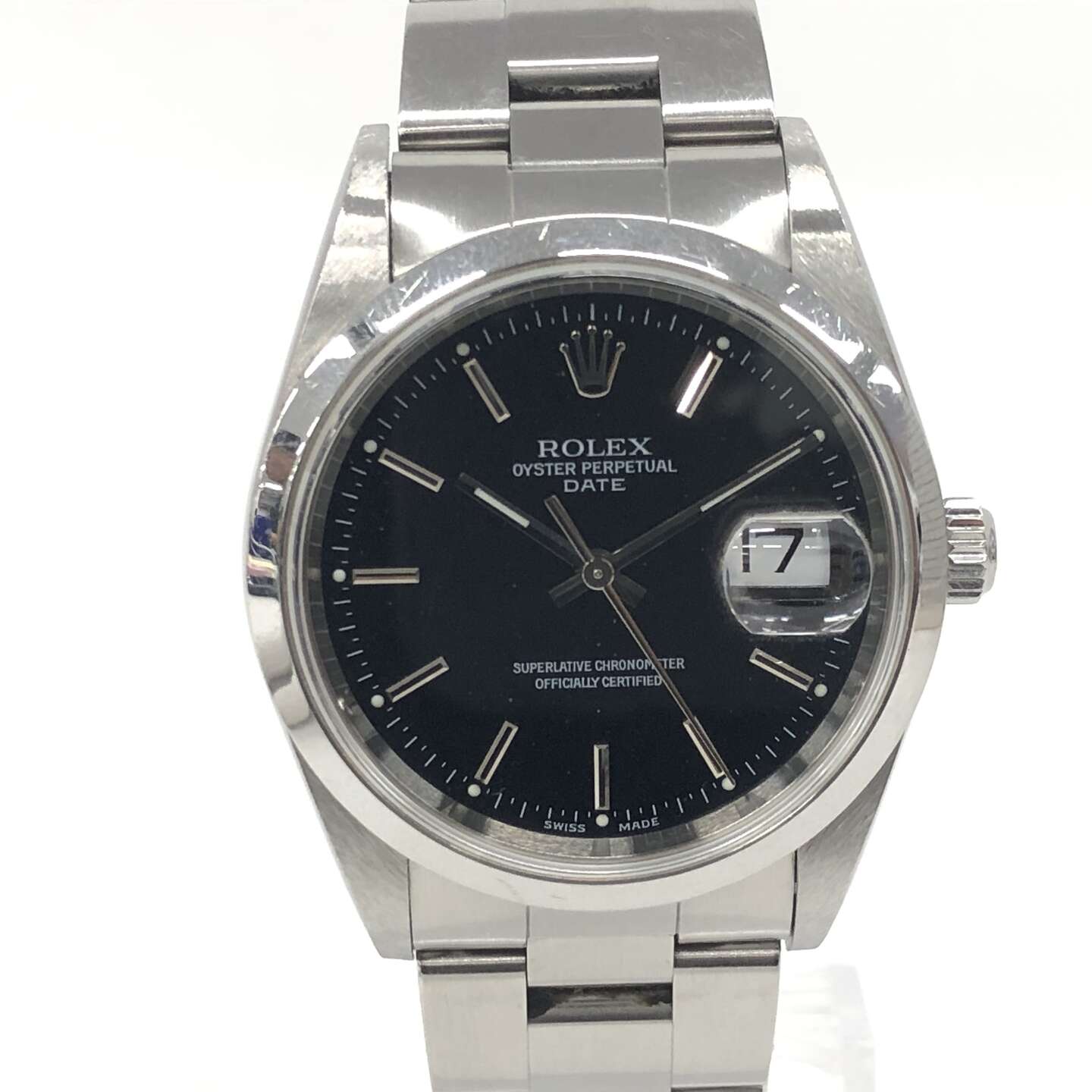 ロレックスオイスターパーペチュアルデイト メンズ 15200 自動巻き SS×SS ブラック