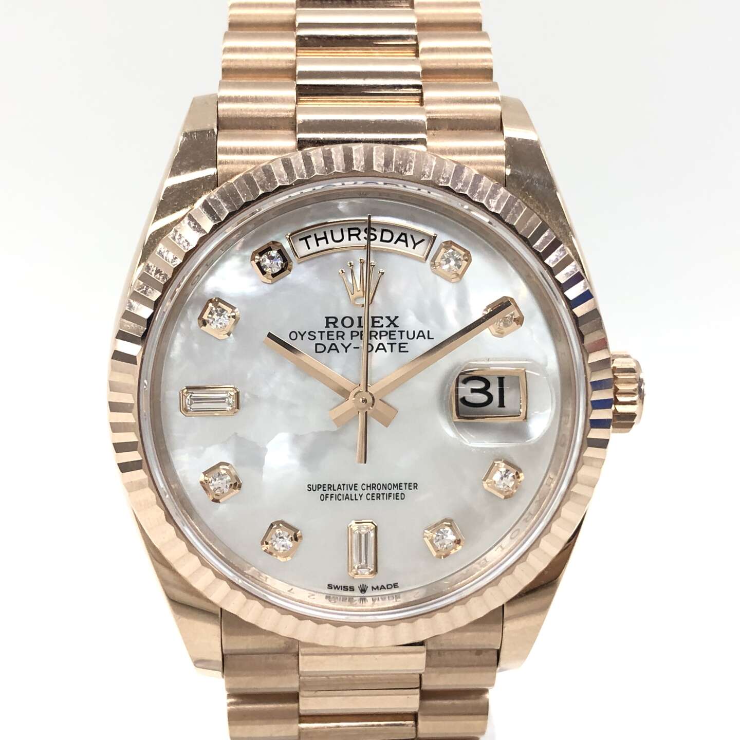 ロレックス デイデイト 128235A 自動巻き 750PG×750PG ホワイトシェル