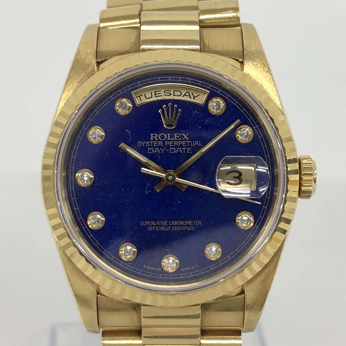 ロレックスデイデイト ピンボールダイヤル 750×750 ラピス 18238G 自動巻き