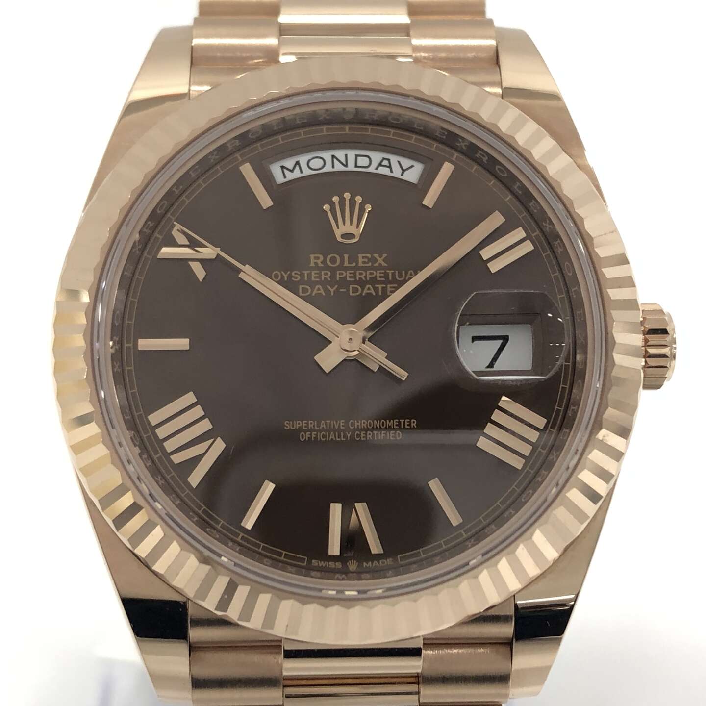 ロレックスデイデイト40 228235 自動巻き 750PG×750PG チョコレートローマン