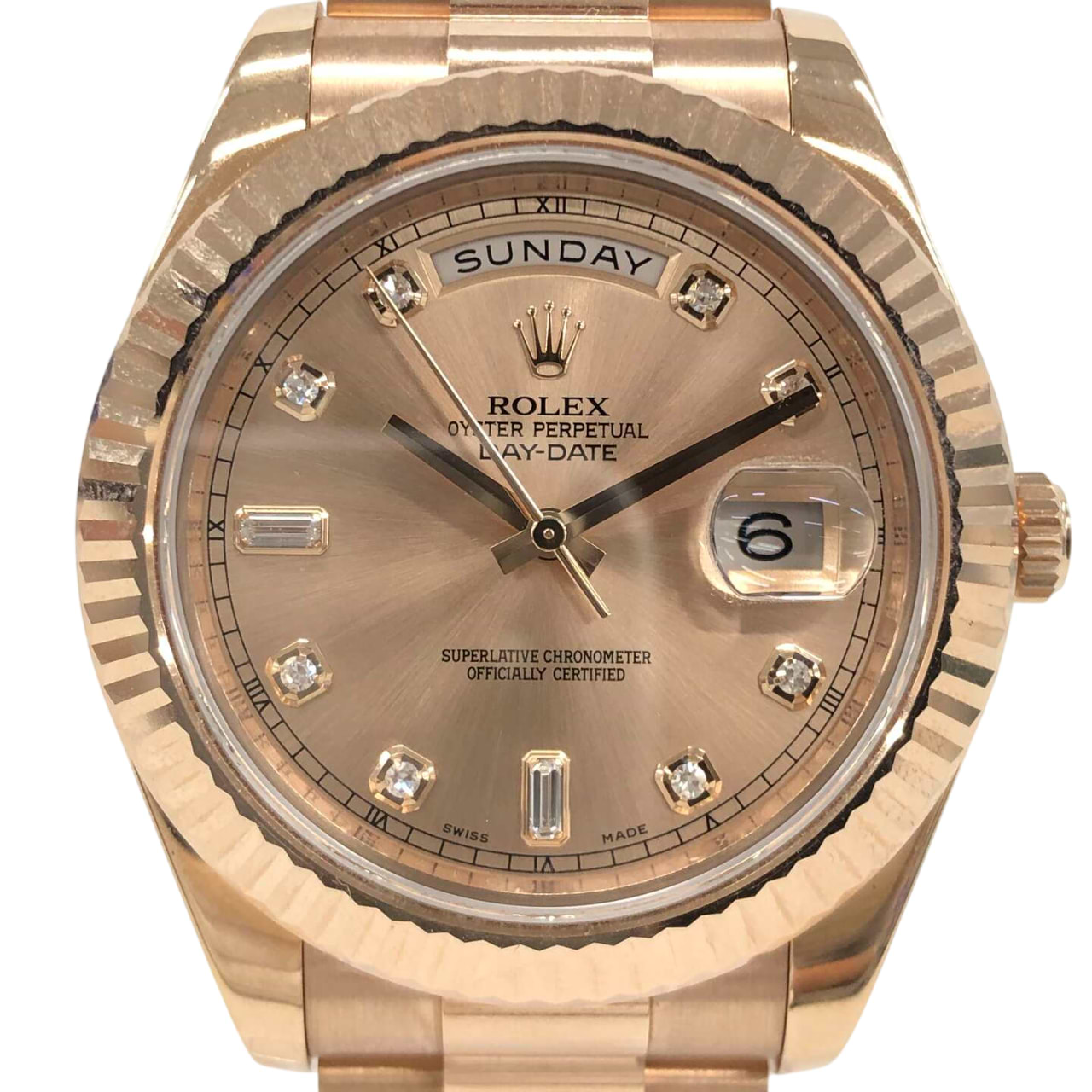 ロレックスデイデイトII 218235A自動巻き 750RG×750RG ピンク