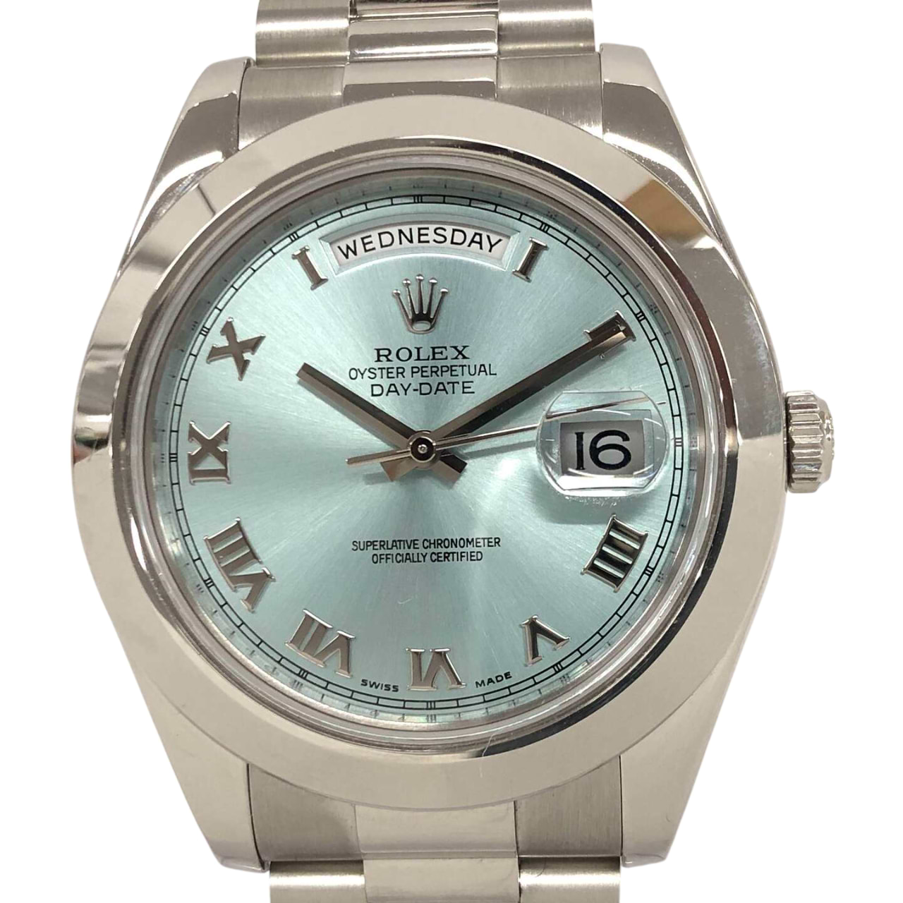 ロレックスデイデイトⅡ 218206 自動巻き Pt950×Pt950 アイスブルーローマン