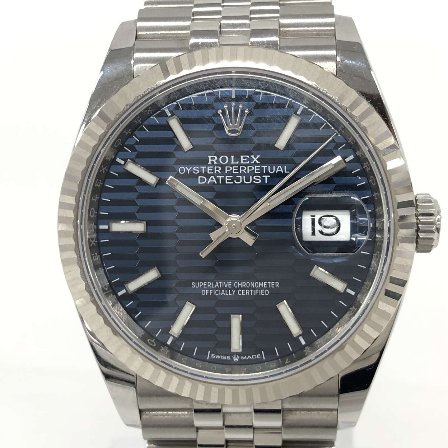 ロレックス デイトジャスト 126234 自動巻き SS/WG×SS ブルーフルーテッド