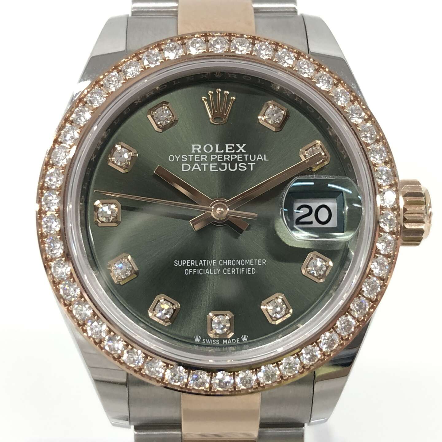 ロレックス デイトジャスト 279381RBR 自動巻き SS/RG×SS/RG オリーブグリーン