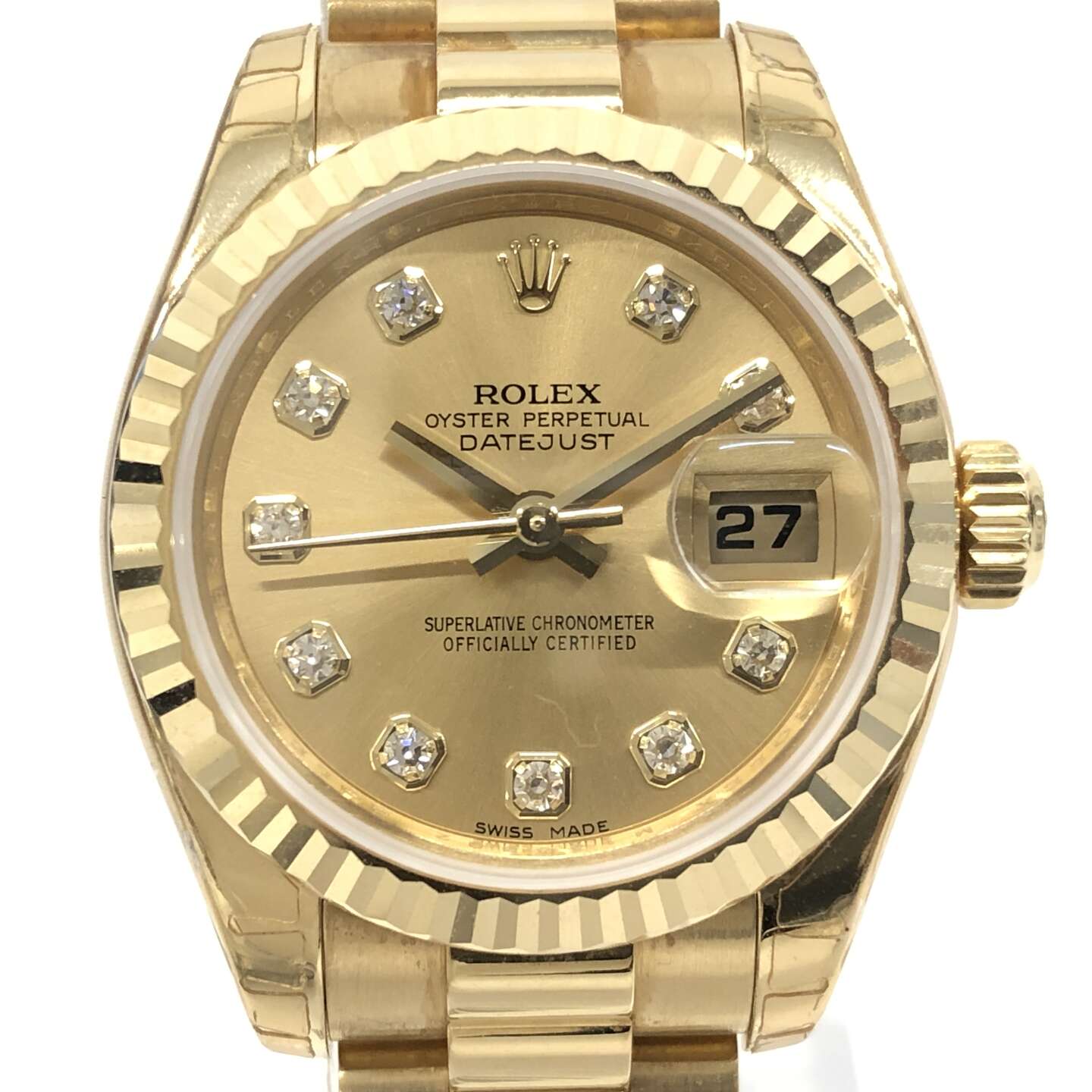 ロレックス デイトジャスト レディース無垢 750×750 シャンパン 179178G 自動巻き