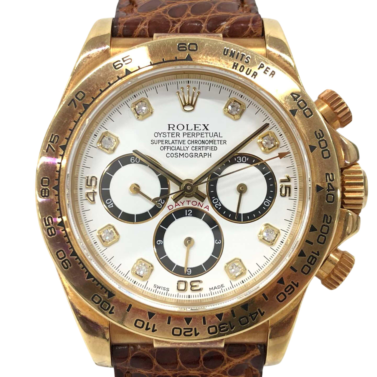 ロレックスデイトナ 16518G 自動巻き 750YG×革 ホワイト