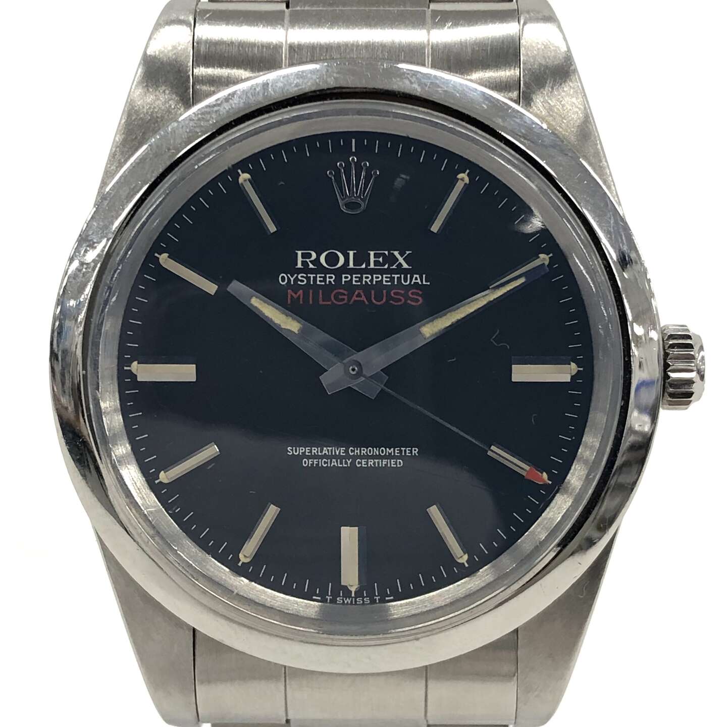 ロレックスミルガウス 1019 自動巻き SS×SS ブラック
