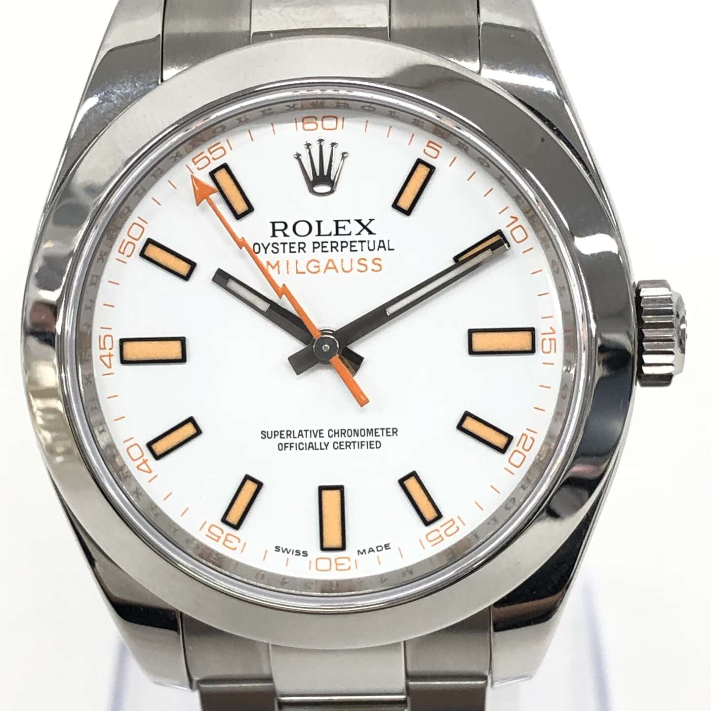 ロレックス ミルガウス 116400 自動巻き  SS×SS ホワイト