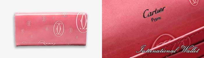 美品！廃盤レア！Cartier☆ハッピーバースデー☆エナメル長財布 ピンク  