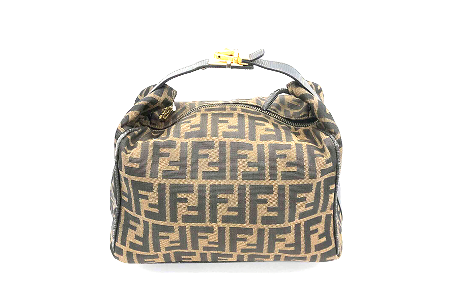 FENDI フェンディ ズッカ柄 バニティ バッグ キャンバス ポーチ 鍵付き 
