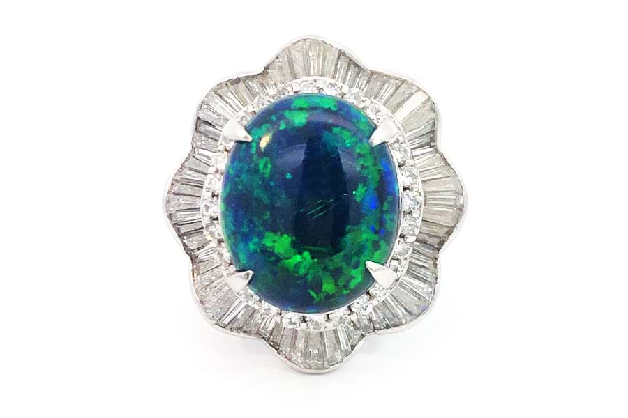 リング Pt900 約11.5号 ブラックオパール6.65ct ダイヤ2.34ct の買取 