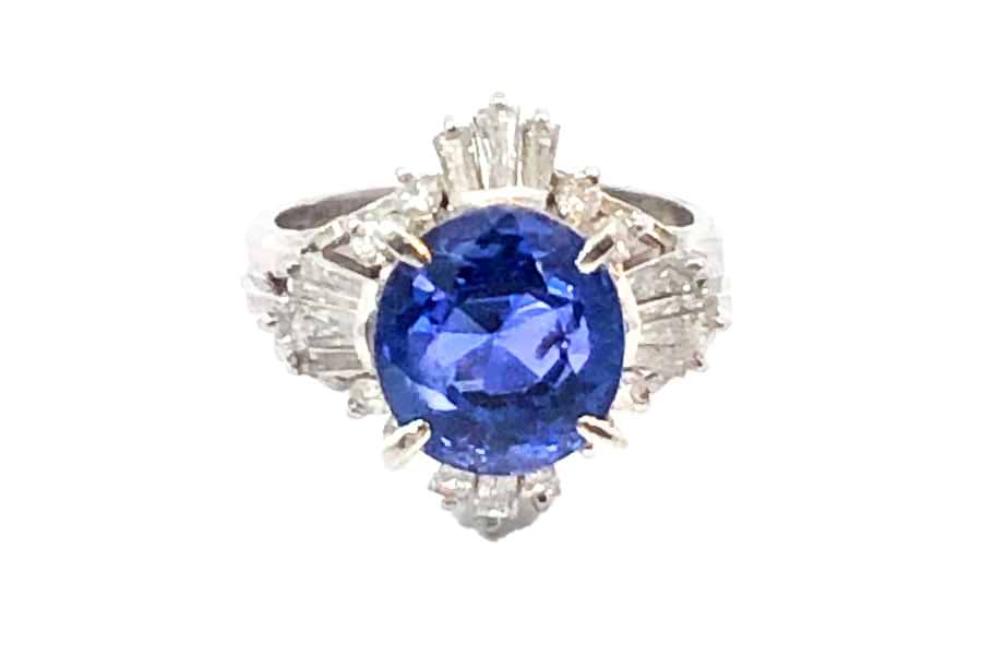 リング Pt900 約6号 ブルーサファイア4.55ct ダイヤ0.71ct の買取実績  