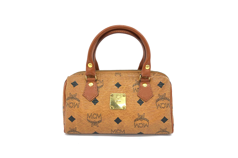 MCM ハンドバッグ 革 ミニボストンバッグ ブラウン 豊富な，本物保証 