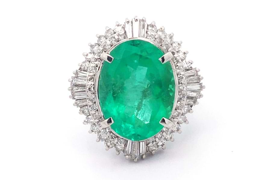 B4721 エメラルド0.52ct ダイヤ1.10ct 帯留めpt900（エメラルド ダイヤ 
