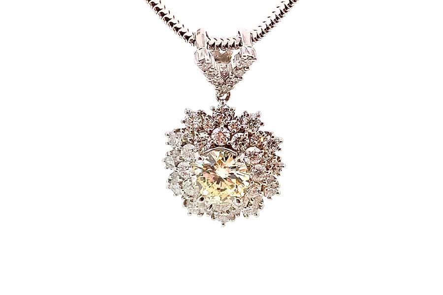 br>PT900/K18WGダイヤネックレス1.00ct/ネックレス/Aランク/09【中古  