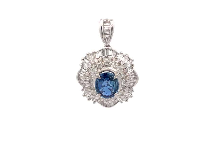 ネックレストップ Pt900 サファイア1.20ct ダイヤ1.53ct の買取実績 