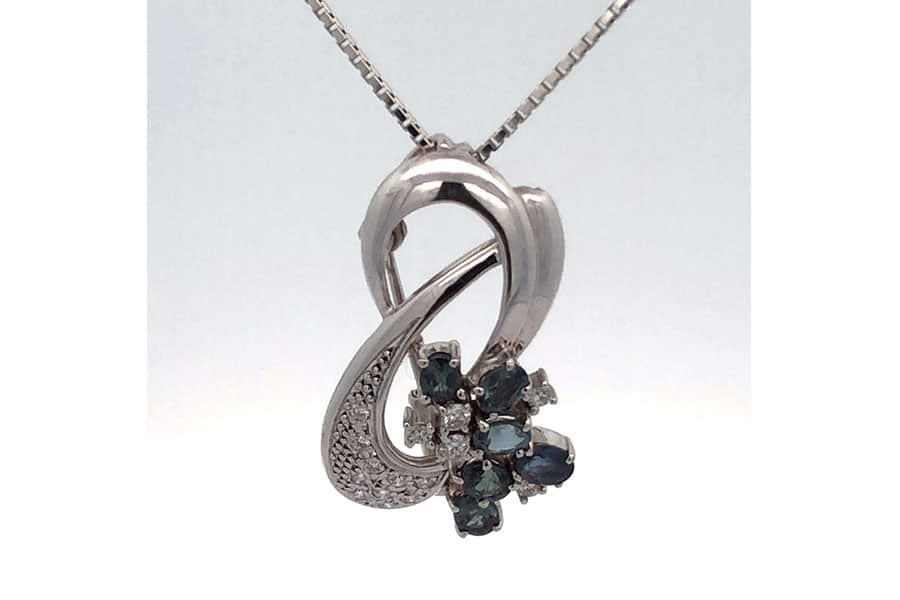 ネックレス K18WG 全長約45.1㎝ アレキサンドライト1.17ct ダイヤ0.22  