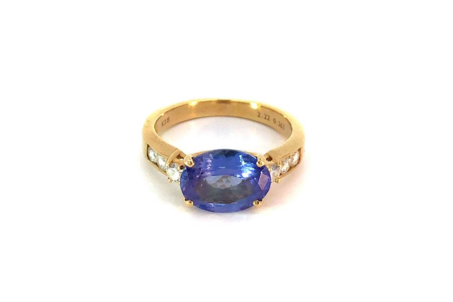 リング K18 約10号 タンザナイト2.22ct ダイヤ0.263ct の買取実績 