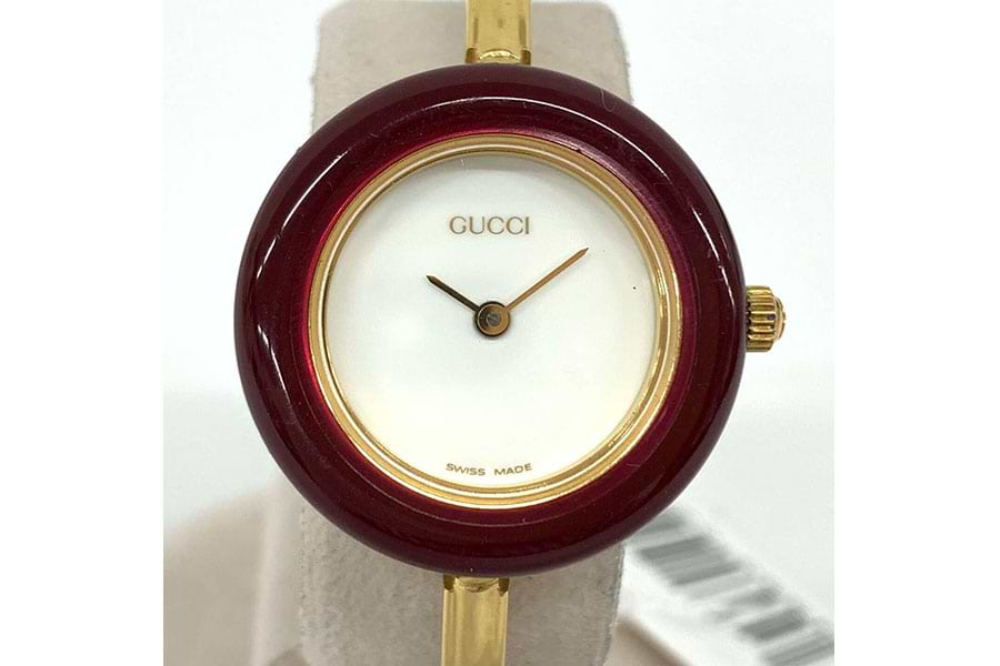 可動品【GUCCI/グッチ】11/12.2　スイス製　ホワイトダイヤル　チェンジベゼルウォッチ　替えベゼル有　QZ　レディース腕時計　B635 美品GUCCI グッチ 腕時計 チェンジベゼル 11⁄12 希少 稼働品